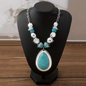 Turquoise and Silver Statement Necklace
